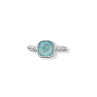Thumbnail for Square Aqua Roman Glass with Pebble Band Ring