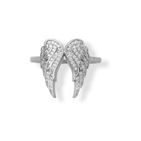 Thumbnail for Rhodium Plated CZ Angel Wings Ring