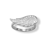Thumbnail for Rhodium Plated Sideways CZ Wing Ring