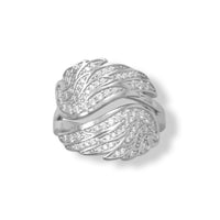 Thumbnail for Rhodium Plated CZ Overlapping Wings Ring