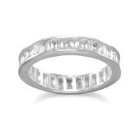Thumbnail for Rhodium Plated 4mm Baguette CZ Eternity Band