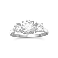 Thumbnail for Rhodium Plated Ring with Three Round CZs
