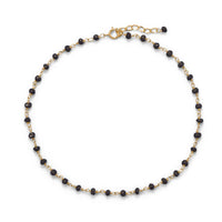 Thumbnail for Midnight Sparkle! 14 Karat Gold Plated Black Spinel Anklet
