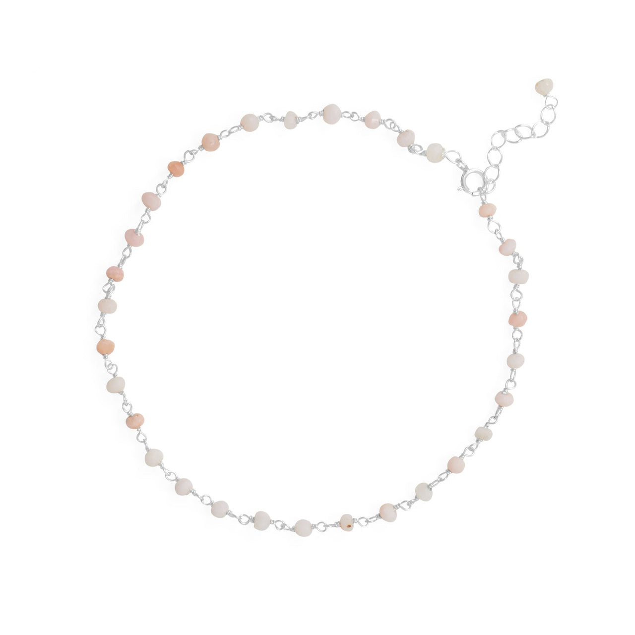 Pink Party! 9.5"+1" Opal Bead Anklet