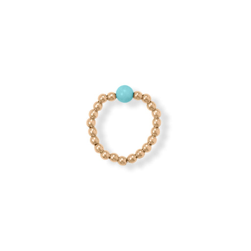 14/20 Gold Filled and Turquoise Bead Stretch Toe Ring