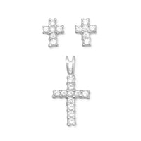 Thumbnail for CZ Cross Earrings/Pendant Set