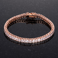 Thumbnail for 9.7Ct Princess Cut 7in CZ Rose Gold Bracelet