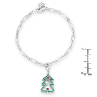Thumbnail for Christmas Tree 0.35ct CZ Rhodium Holiday Charm Bracelet