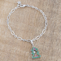 Thumbnail for Christmas Tree 0.35ct CZ Rhodium Holiday Charm Bracelet