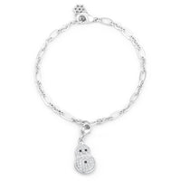 Thumbnail for Snowman 0.2ct CZ Rhodium Holiday Charm Bracelet