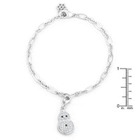 Thumbnail for Snowman 0.2ct CZ Rhodium Holiday Charm Bracelet