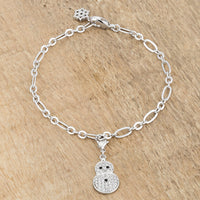 Thumbnail for Snowman 0.2ct CZ Rhodium Holiday Charm Bracelet