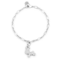 Thumbnail for Rudy 0.25ct CZ Rhodium Reindeer Charm Bracelet