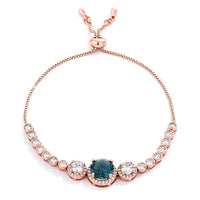 Thumbnail for Adjustable Rose Gold Plated Graduated CZ Bolo Style Tennis Bracelet