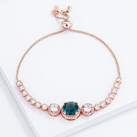 Thumbnail for Adjustable Rose Gold Plated Graduated CZ Bolo Style Tennis Bracelet