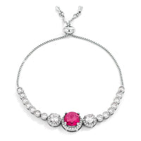 Thumbnail for Adjustable Graduate Fuchsia & Clear CZ Bolo Style Tennis Bracelet