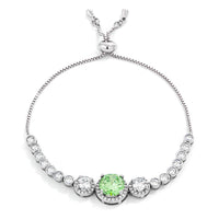 Thumbnail for Adjustable Light Green & Clear CZ Bolo Style Tennis Bracelet