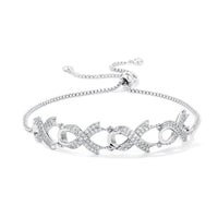 Thumbnail for Rhodium Plated Pave CZ Ribbon Bracelet