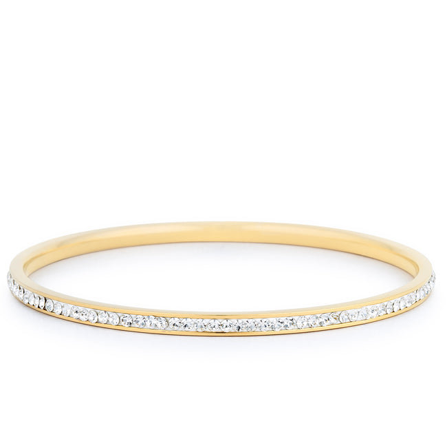 Simple Goldtone Finish Crystal Bangle