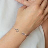Thumbnail for 14karat White Gold Diamond Circles Flexible Cuff Bangle