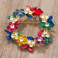 Thumbnail for Multicolor Floral Wreath Brooch With Crystals