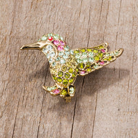 Thumbnail for Multicolor Green Humming Bird Brooch With Crystals