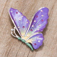 Thumbnail for Purple And Rhodium Butterfly Brooch With Crystals