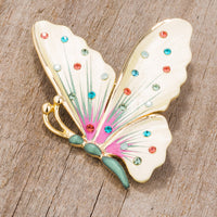 Thumbnail for Multicolor Gold Tone Butterfly Brooch With Crystals