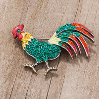 Thumbnail for Antiqued Rooster Brooch With Crystals