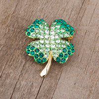 Thumbnail for Green And Gold Tone Shamrock Brooch With Crystals