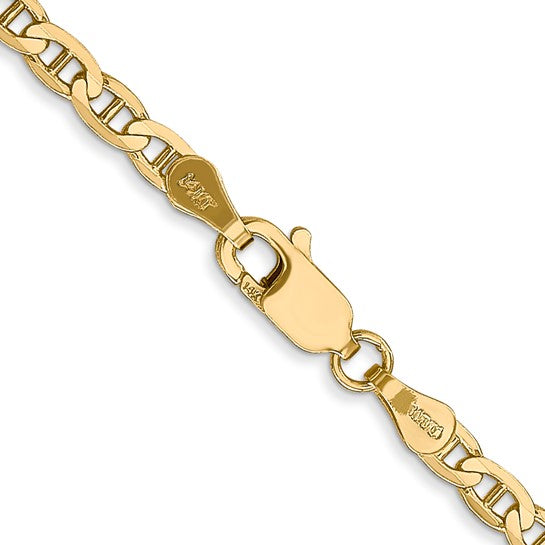 14karat 3mm Concave Anchor Chain