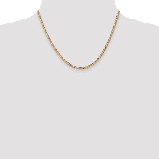 14karat 3mm Concave Anchor Chain