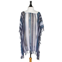Thumbnail for Grey Janna Striped Lightweight Poncho