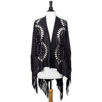 Thumbnail for Charcoal Grey Shawl With Cutouts