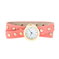Thumbnail for Pink Round Studded Wrap Watch