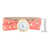 Thumbnail for Pink Round Studded Wrap Watch