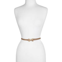 Thumbnail for Taupe Bowtie Belt With Gold Trim