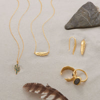 Thumbnail for 18 Karat Gold Plated Sideways CZ Feather Necklace