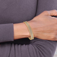 Thumbnail for 14Karat w/ Dangle Heart Tri-color Set of 7 Textured Slip-on Bangles
