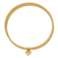 Thumbnail for 14Karat Oversized w/ Dangle Heart Set of 7 Slip-on Textured Bangles
