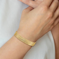 Thumbnail for 14Karat Oversized w/ Dangle Heart Set of 7 Slip-on Textured Bangles