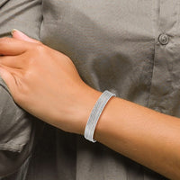 Thumbnail for 14Karat WG Oversized w/ Dangle Heart Textured Set of 7 Slip-on Bangles