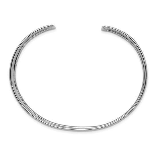 14karat White Gold 19mm Hammered Polished Cuff Bangle