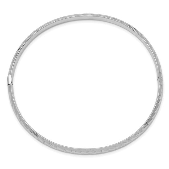 14karat White Gold 3/16 Textured Hinged Bangle
