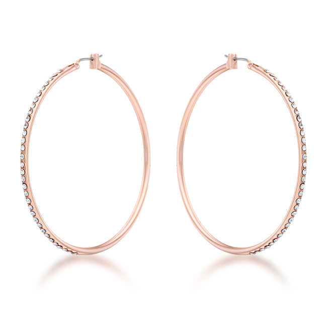 Large Rosegold Hoop Earrings with Crystals