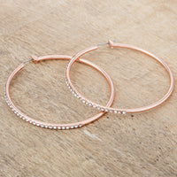Thumbnail for Large Rosegold Hoop Earrings with Crystals