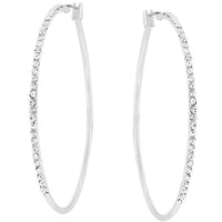 Thumbnail for 2 Inch Rhodium Plated Finish Cubic Zirconia Hoop Earrings