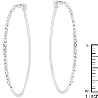 Thumbnail for 2 Inch Rhodium Plated Finish Cubic Zirconia Hoop Earrings