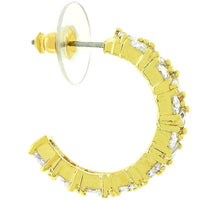 Thumbnail for Trillion Cut Cubic Zirconia Hoop Earrings Goldtone Finish