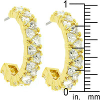 Thumbnail for Trillion Cut Cubic Zirconia Hoop Earrings Goldtone Finish